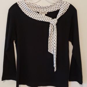Black Harold's Top with White Dot Trim, Sz L